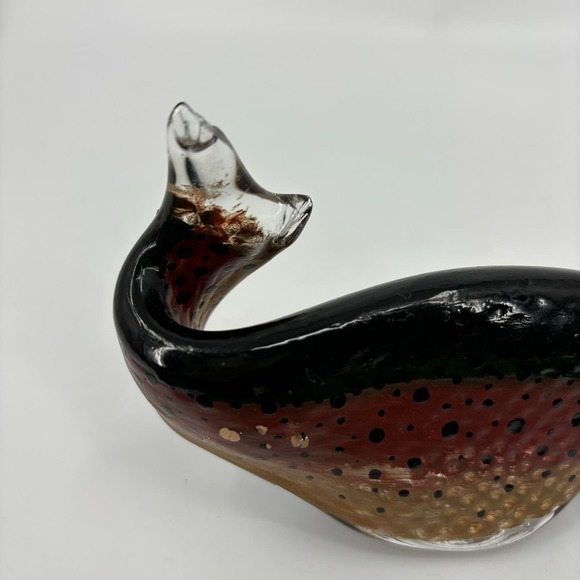 Willow Creek Glass Fish Trout Sculpture Paperweight Hand Painted Signed CHIPPED - Picture 4 of 11
